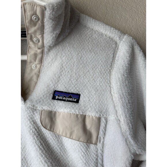 Patagonia Sweater Women’s Medium Off White Retool Snap T Pullover Mock Neck Logo - Picture 4 of 9